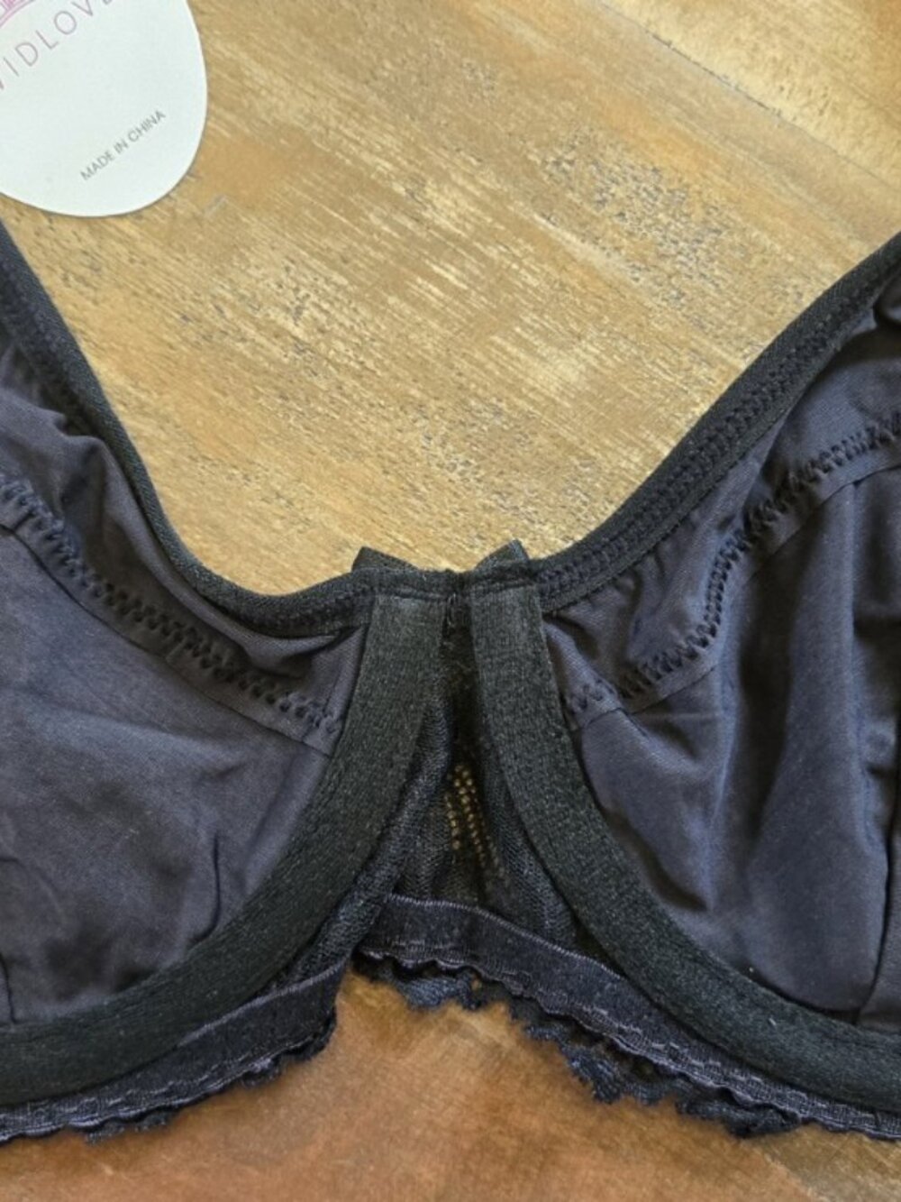 Black Satin Lace Unlined Underwire Bra Small Petite 26.5” Band NWT A B C - Picture 5 of 7